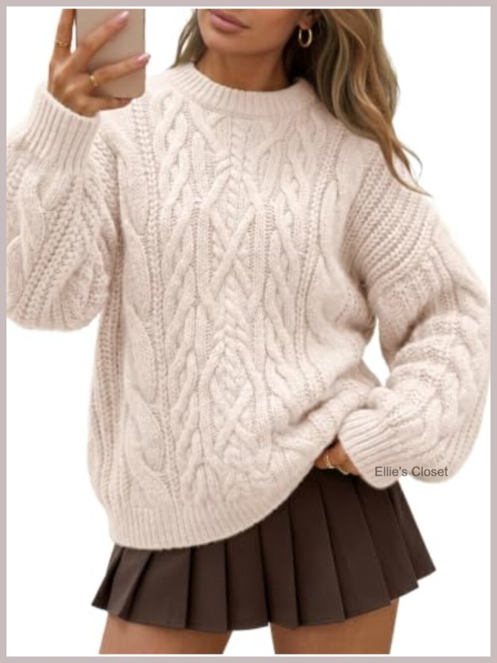 Oversized Cable Knit Chunky Pullover Sweater